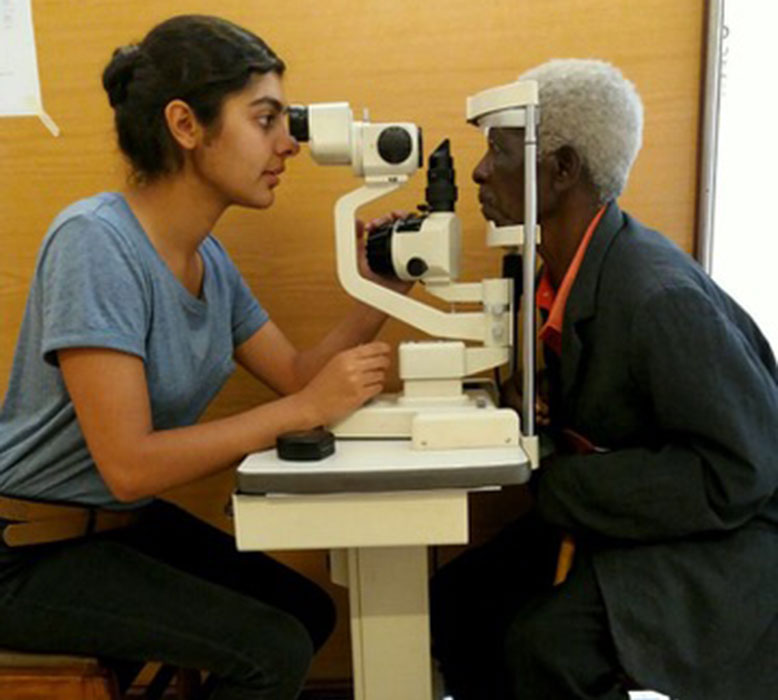 Eye test in Malawi clinic