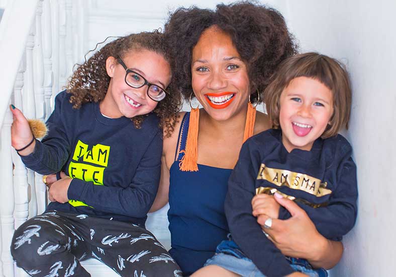 Pictured is Ms Lee with her two children, Alexa and Autumn