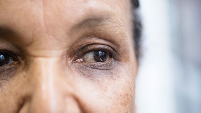 A woman's brown eyes