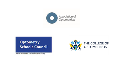 AOP, College of Optometrists and the Optometry Schools Council logos
