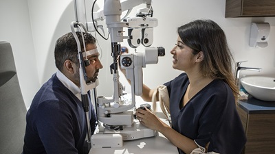 Optometrist at work